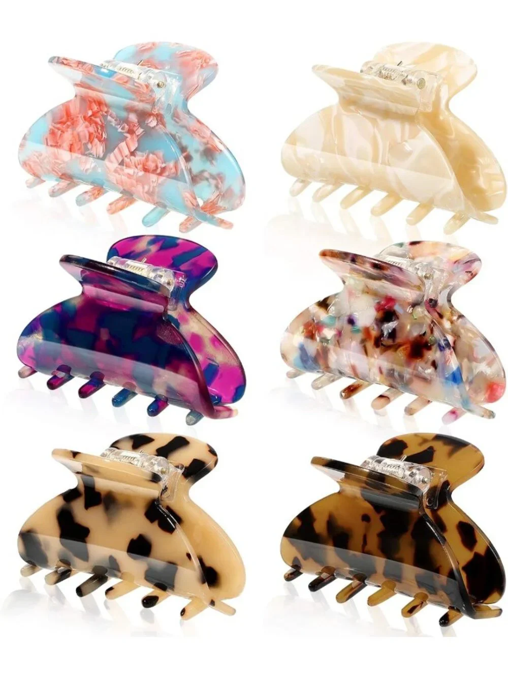 Colorful Medium Hair Claw Clips for Thin Hair | Tortoise Shell Jaw Design
